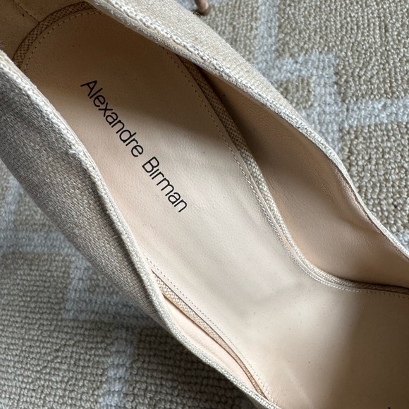 Alexandre Birman Cork Stiletto Heels Linen Peep Toe Pumps Beige High Heel 40.5 - Picture 7 of 11